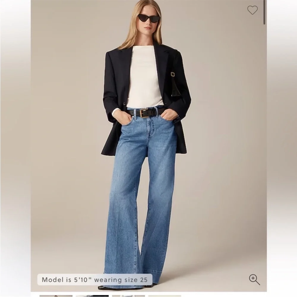 J. Crew 96 Low Rise Denim Trouser Wide Leg Jean Size 31
